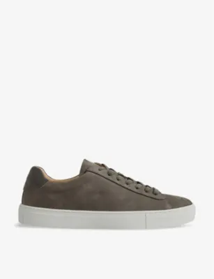 REISS Finley logo-embossed leather low-top trainers - EUR 43 / 9 UK MEN in GREY – Mens | Trainers | Lace up trainers