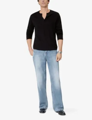 THE KOOPLES Brand-Embroidered Tunisian-Collar Cotton-Knit Sweatshirt detail 2