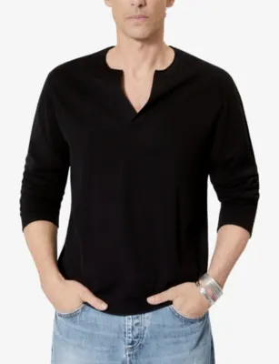 THE KOOPLES Brand-Embroidered Tunisian-Collar Cotton-Knit Sweatshirt detail 3