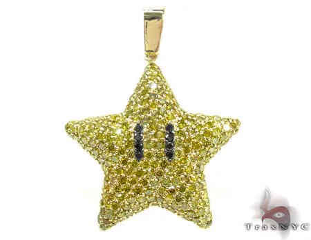 RINA - For Him FACTORY Super Mario Bros Star Yellow Color Diamond Pendant 20121 in Rose Gold – Pendant