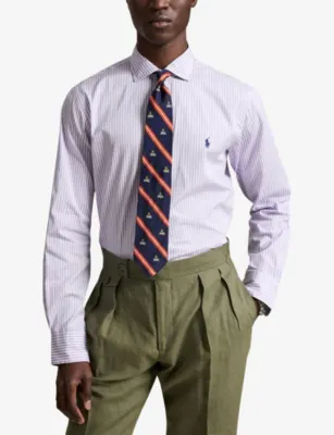POLO RALPH LAUREN Striped Logo-Embroidered Cotton Shirt detail 3