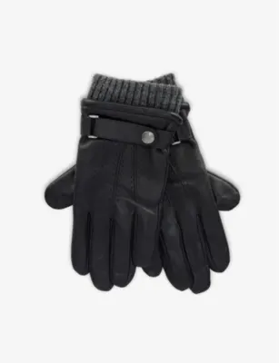 DENTS Touch leather and wool-blend touchscreen gloves - BLACK - XL