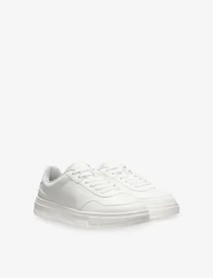 HUGO Logo-Embossed Leather Trainers - EUR 45 / 11 UK MEN in White, additional product view 3