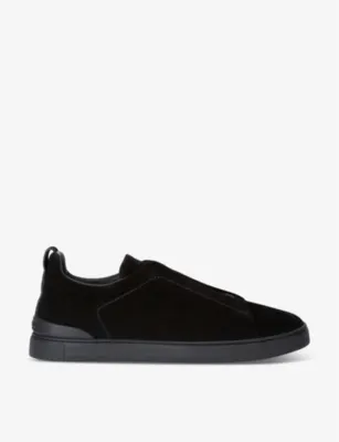 ZEGNA Triple Stitch suede low-top trainers - EUR 42 / 8 UK MEN in BLACK – Mens | Trainers | Lace up trainers