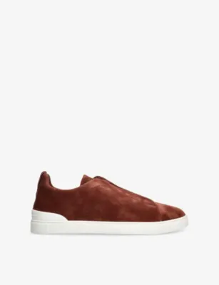ZEGNA Triple Stitch suede low-top trainers - EUR 42 / 8 UK MEN in BROWN/OTH – Mens | Trainers | Lace up trainers