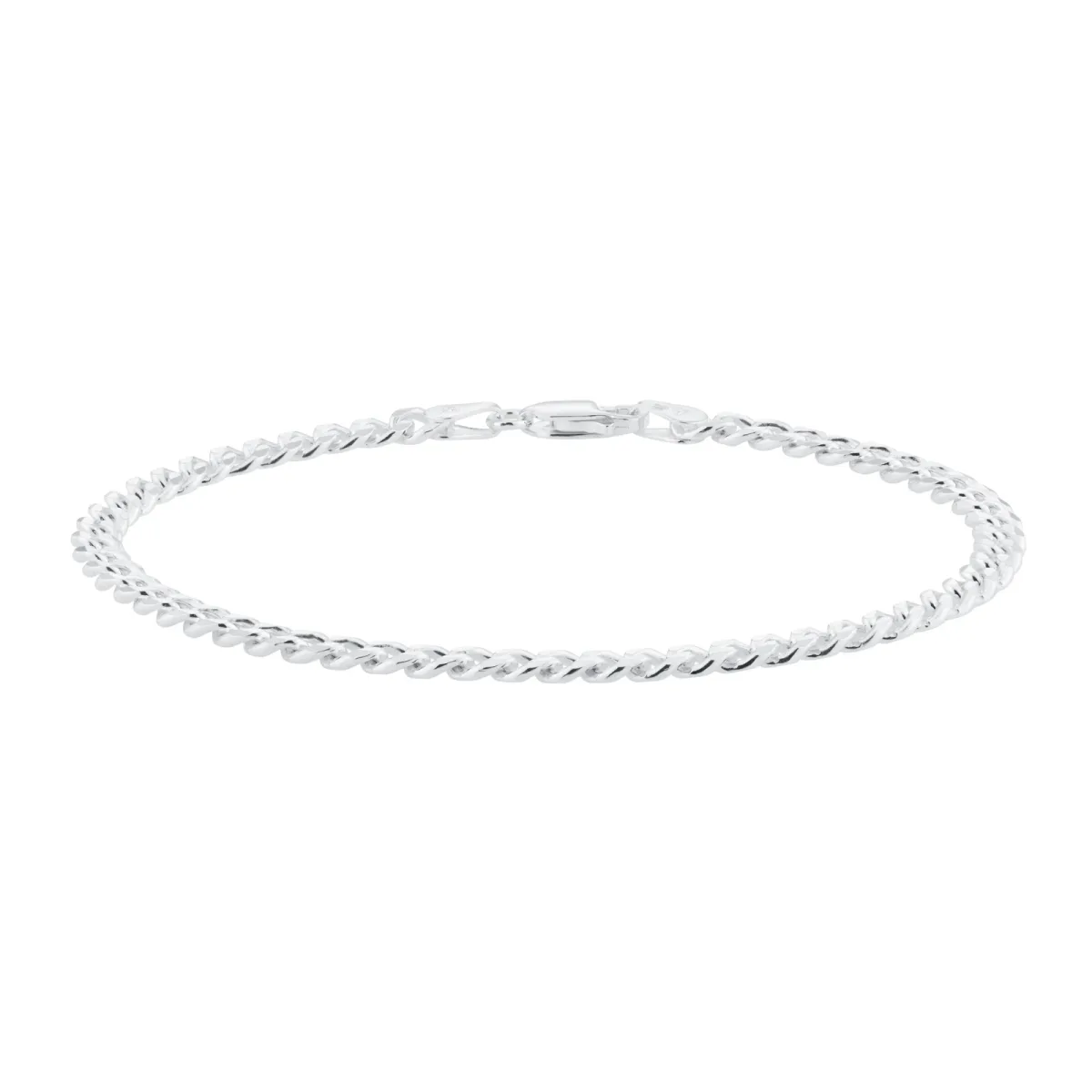 For Him Sterling Silver 4mm Panza Curb Chain Bracelet