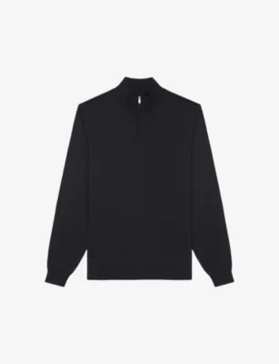 REISS Blackhall funnel-neck merino-wool jumper - BLACK detail 2