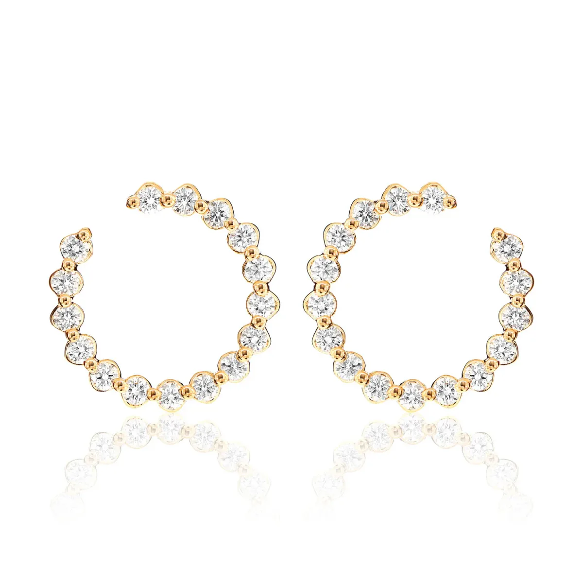 For Him Single Prong Scallop Hoop Design Diamond Earrings in Rose Gold / Lab Grown Diamond – Earring