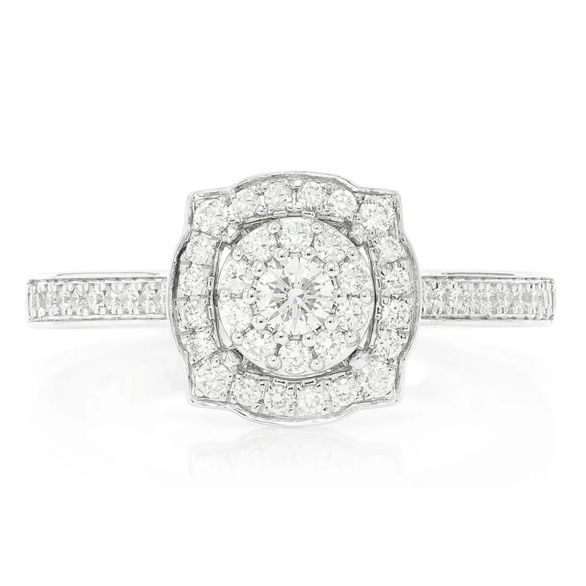 For Him Single Band Square & Round Engagement Ring in White Gold / Lab Grown Diamond – Ring