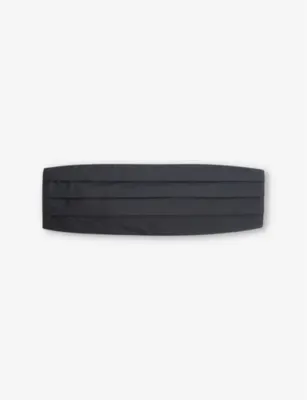 REISS Cameron pleated silk cummerbund - IVORY in NAVY – Mens | Ties | Plain Ties