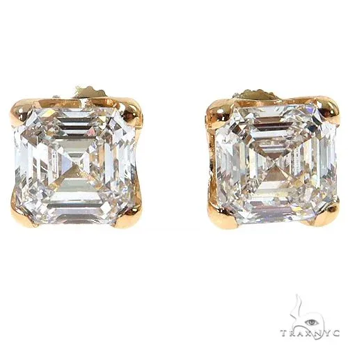 RINA - For Him CUSTOM CVD Asscher Cut Diamond Earrings 68695 in Rose Gold – Earrings