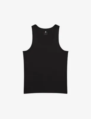 REISS Vinnie crewneck stretch-cotton vest - BLACK in BLACK – Mens | Tops & t-shirts | T-Shirts | Plain T-Shirts