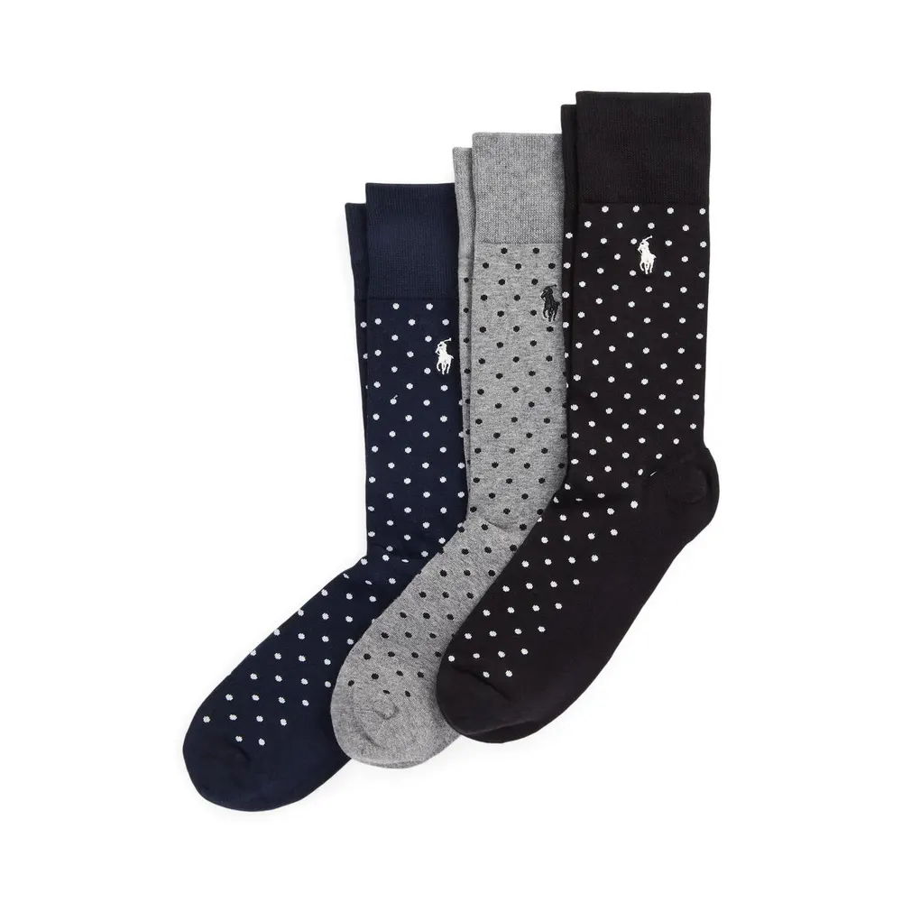 Polo Ralph Lauren 3-Pack Dot Crew Socks