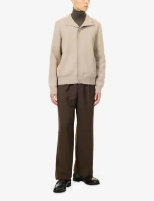 DUNHILL High-Neck Knitted Cashmere And Wool Bomber Jacket detail 2