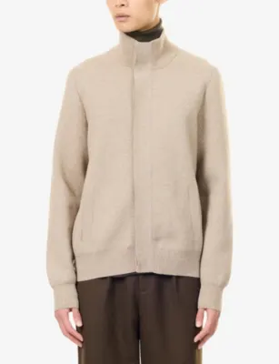 DUNHILL High-Neck Knitted Cashmere And Wool Bomber Jacket detail 3