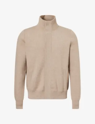 DUNHILL High-Neck Knitted Cashmere And Wool Bomber Jacket