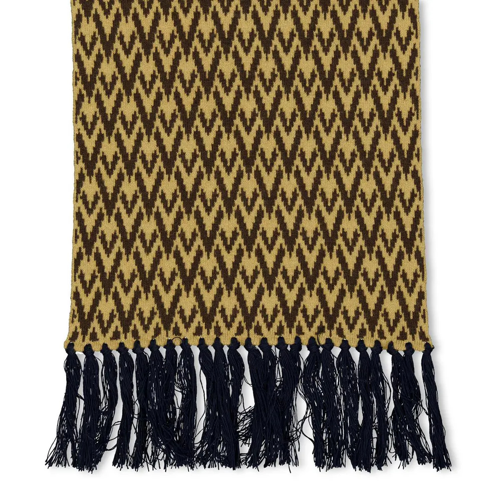 Valentino Garavani Val Knitted Scarf Sn64 in Cammello/Blue, additional product view 2