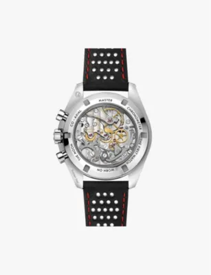 OMEGA 310.32.42.50.04.002 Speedmaster Moonwatch Professional steel and leather manual chronograph watch detail 3