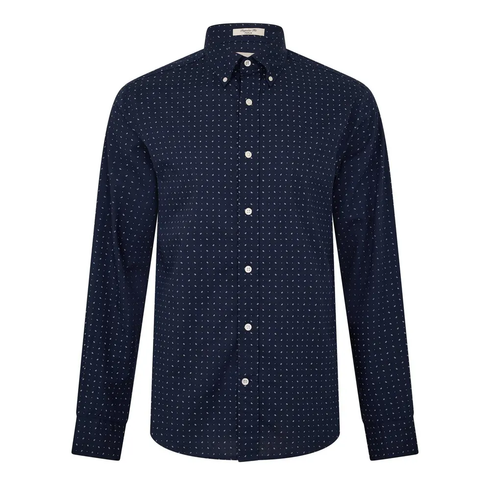 Gant Men's Micro Print Cotton Long-Sleeve Shirt
