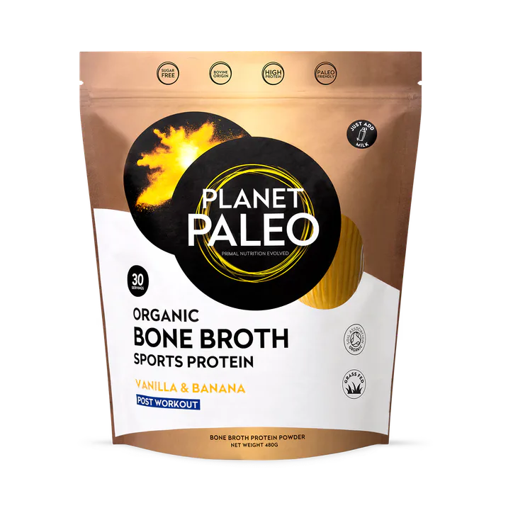 Planet Paleo Organic Bone Broth - Sports Protein Vanilla & Banana 480g