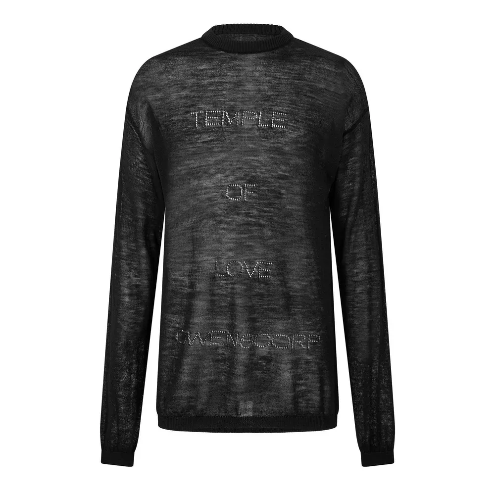 Rick Owens Men's Temple Sheer Sweat Crew Neck Jumper in Black – Clothing