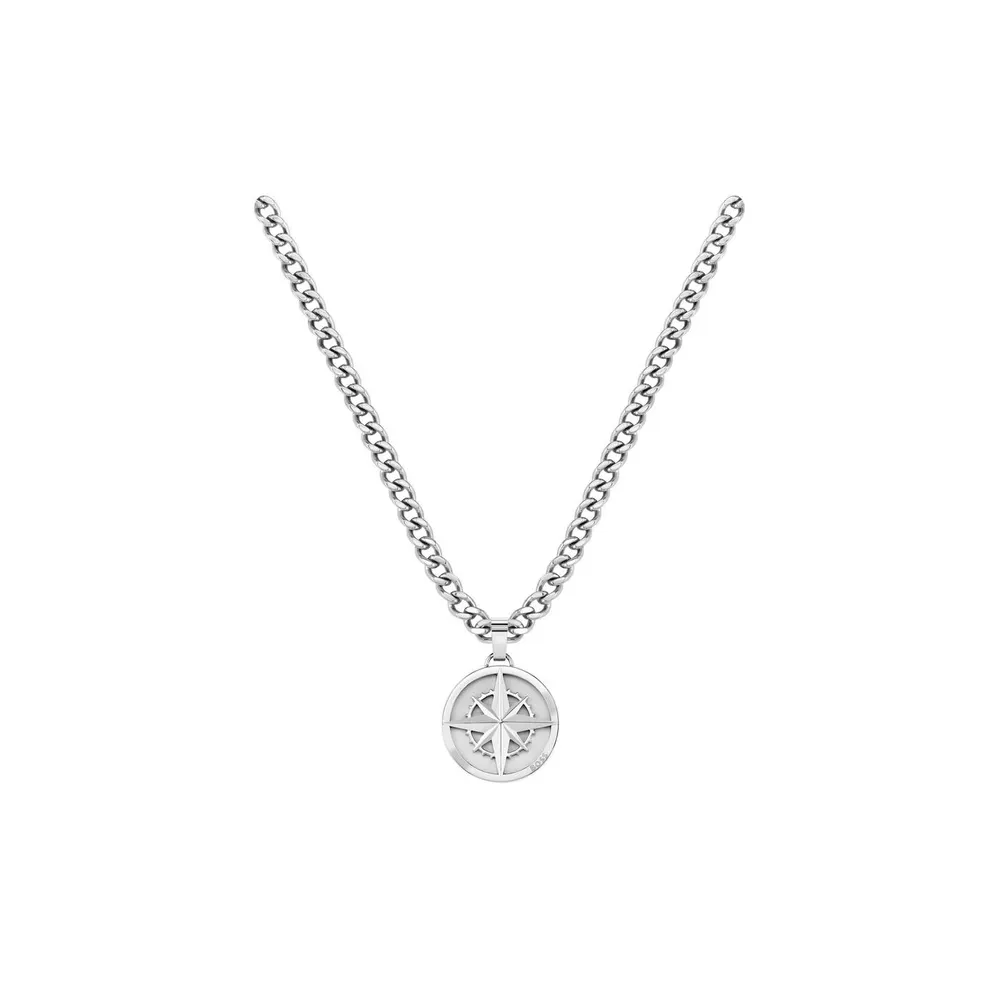 Boss Men's North Pendant Compass Necklace detail 2