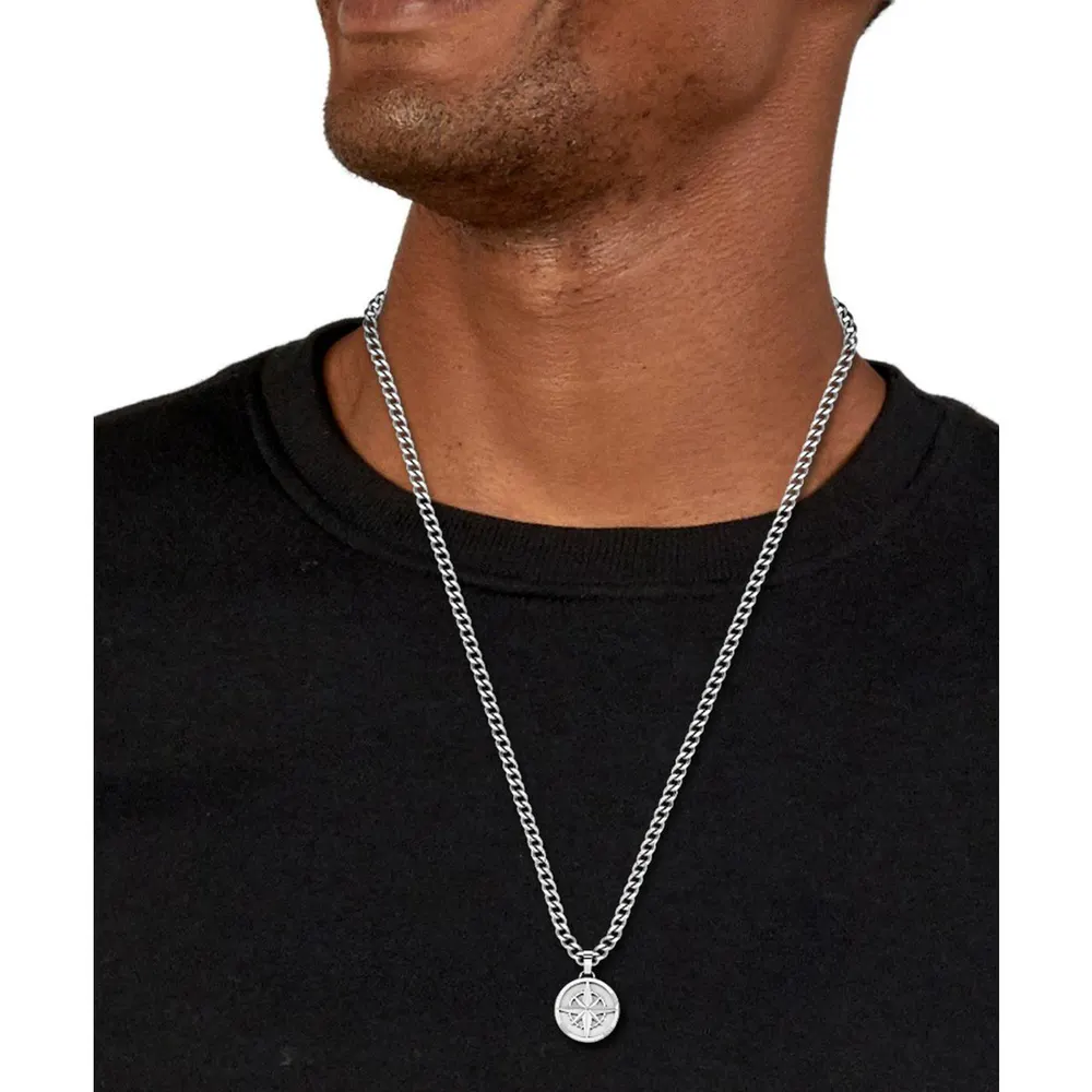 Boss Men's North Pendant Compass Necklace detail 3