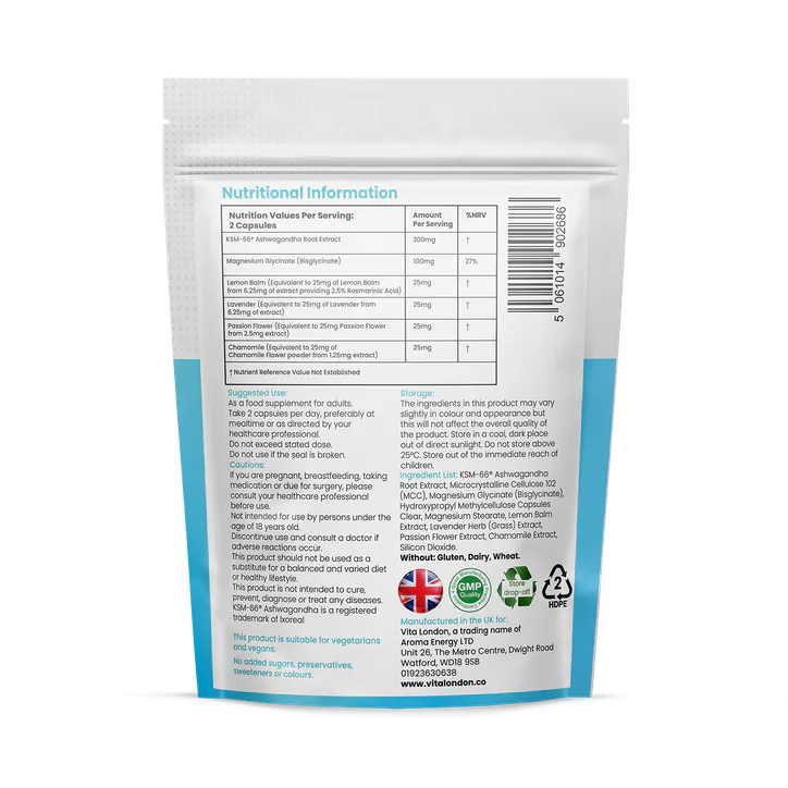 Vita London Bedtime Complex Vitamin Capsules - With Magnesium Glycinate - 60 Capsules detail 2