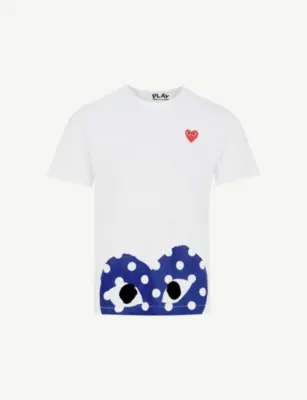 COMME DES GARCONS PLAY Polka-dot logo-print cotton-jersey T-shirt detail 2