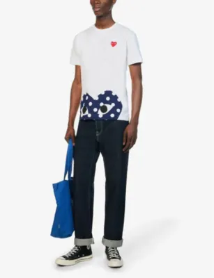 COMME DES GARCONS PLAY Polka-dot logo-print cotton-jersey T-shirt detail 3