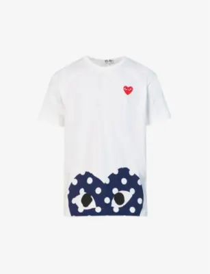 COMME DES GARCONS PLAY Polka-dot logo-print cotton-jersey T-shirt