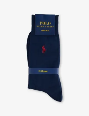 POLO RALPH LAUREN Logo-Embroidered Stretch-Cotton Ankle Socks - 9-11