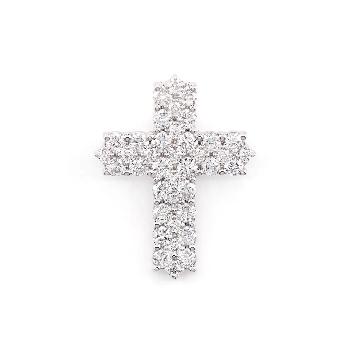 For Him Four Row Diamond Cross Pendant in White Gold / VS / Lab Grown Diamond – Pendant