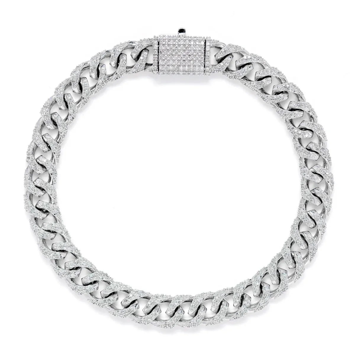 For Him Sterling Silver 8mm Figaro Diamond Bracelet