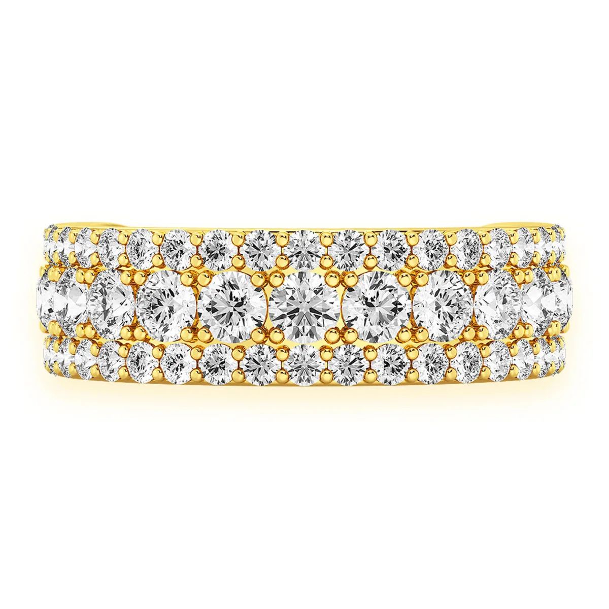 For Him Three Row Flat Band Ring in White Gold / Natural Diamond – Ring