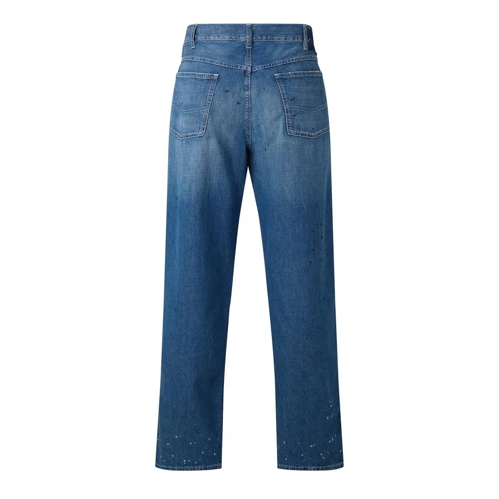 Maison Margiela Stained Straight Leg Jeans in Old Blue Spots, additional product view 2