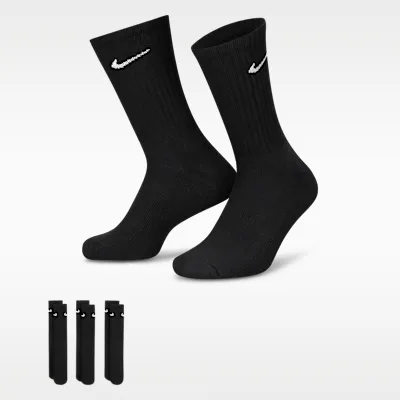 Nike Cushioned Training Crew Socks (3 Pairs) - Black/White in Black/White – Nike men's and unisex