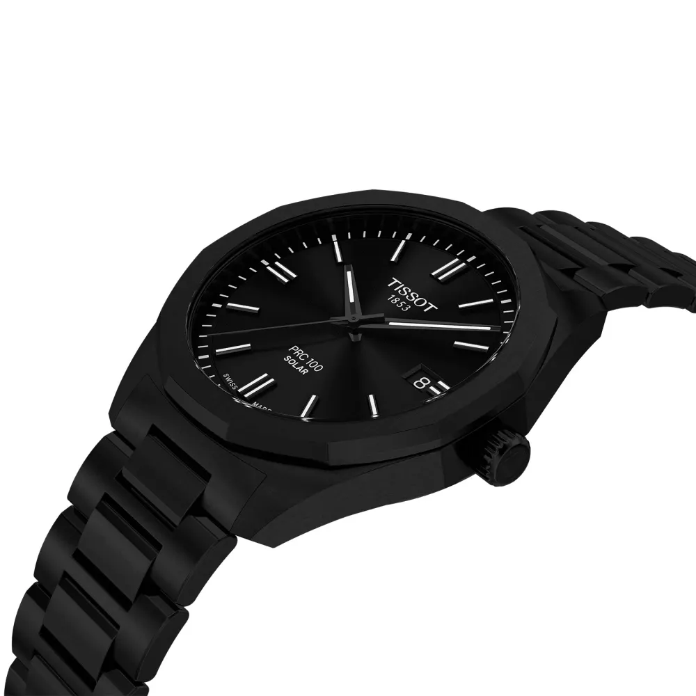 Tissot PRC 100 Solar Quartz 39mm Mens Watch Black in Black, additional product view 2