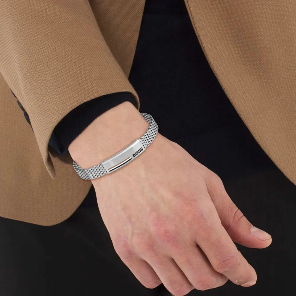 BOSS Gents BOSS Alen Stainless Steel Mesh Bracelet detail 2