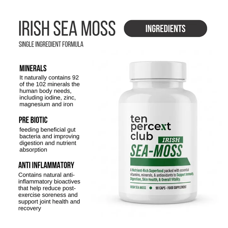 The Ten Percent Club Irish Sea Moss 90 Capsules detail 2