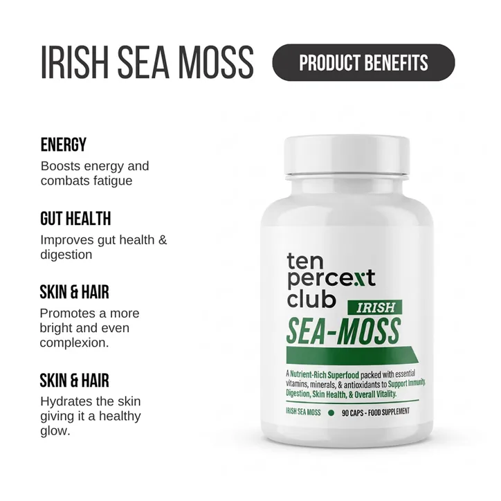 The Ten Percent Club Irish Sea Moss 90 Capsules detail 3