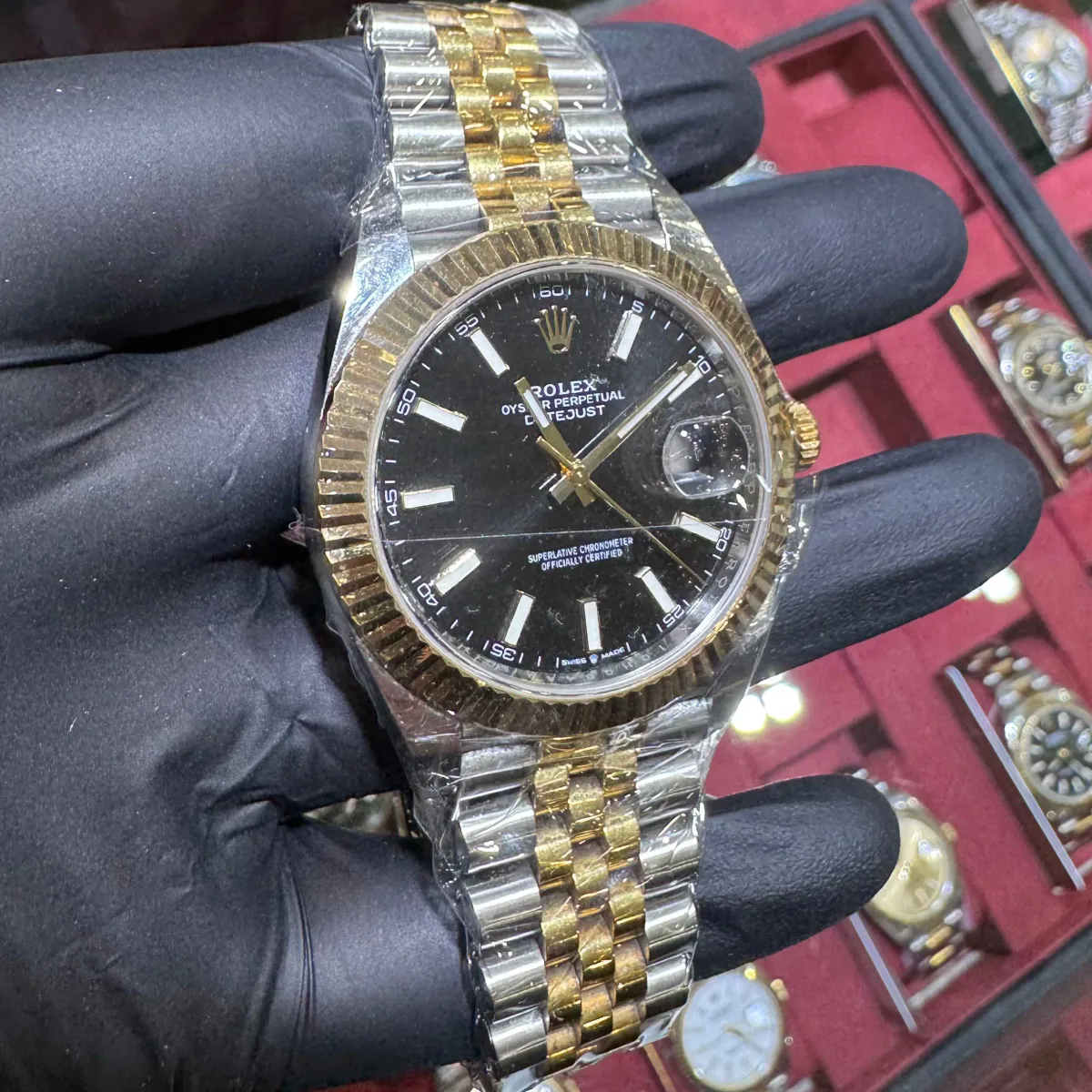 ANKUR - For Him WATCHES 2020 Rolex Datejust 41mm | Two Tone Yellow Gold | Black Stick Dial – Watch