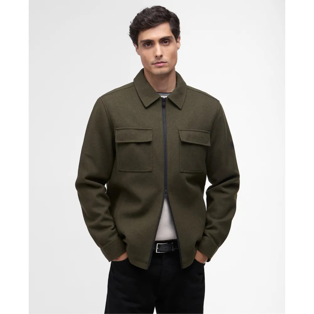 Barbour International Mens Walken Overshirt in Sage SG72, additional product view 2