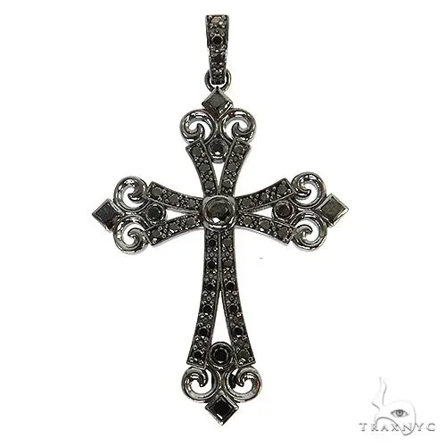 RINA - For Him CUSTOM Black Diamond Gothic Celestial Cross Pendant 68845 in Rose Gold – Pendant