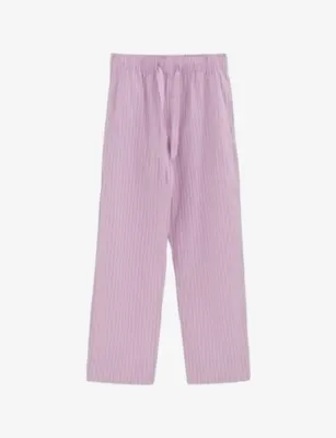 TEKLA Patch-pocket cotton poplin pyjama shirt - Purple Pink Stripes detail 2