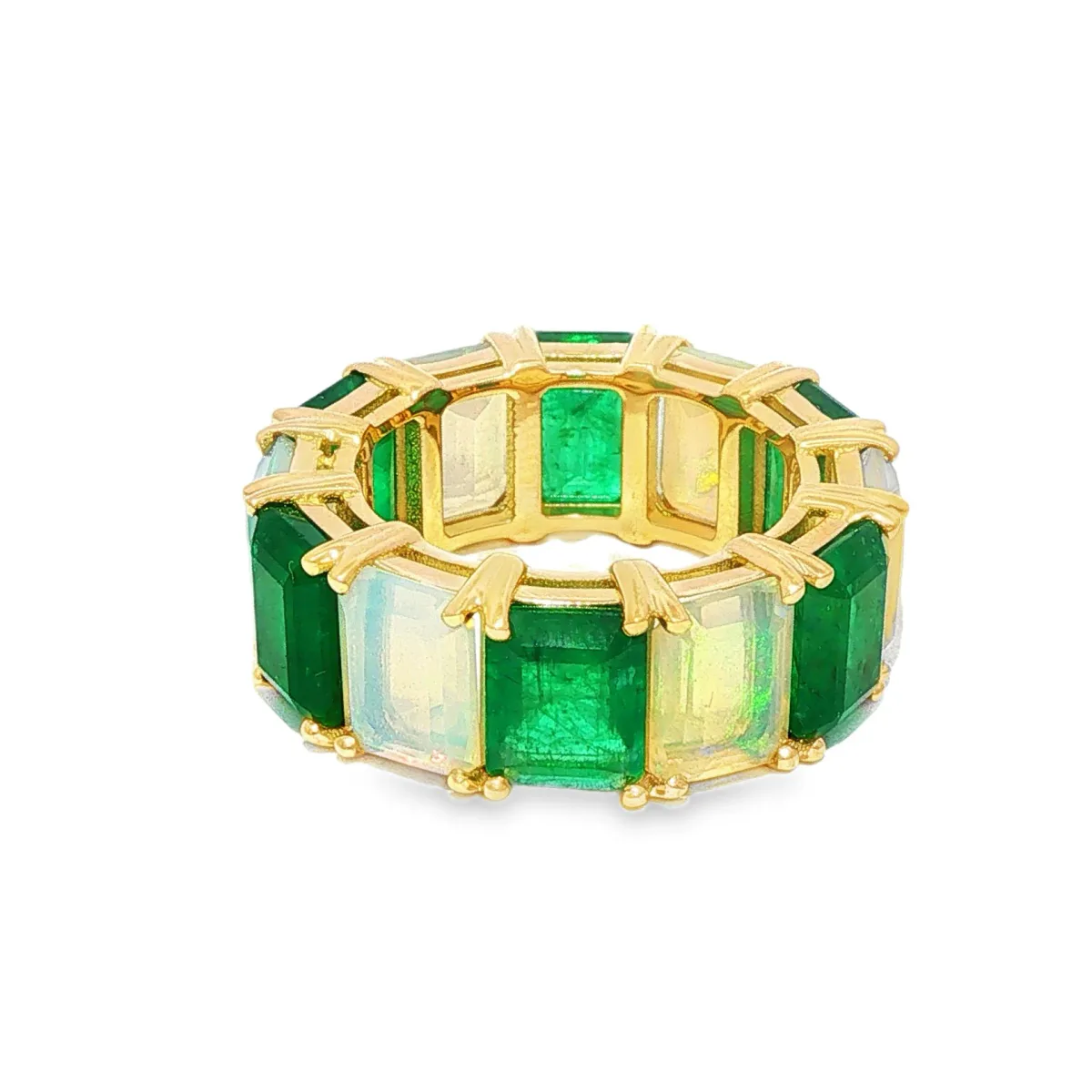 DANNY - For Him CUSTOM Emerald & Opal Alternating Eternity Ring 71298 in Rose Gold / 5 – Ring