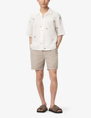 ALLSAINTS Feline Graphic-Print Cotton and Linen-Blend Shirt detail 2