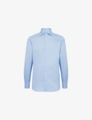 BOGGI MILANO Point-Collar Slim Fit Cotton-Twill Shirt