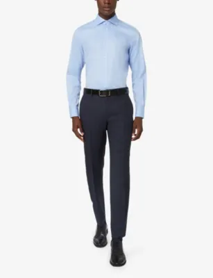 BOGGI MILANO Point-Collar Slim Fit Cotton-Twill Shirt detail 2