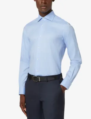 BOGGI MILANO Point-Collar Slim Fit Cotton-Twill Shirt detail 3